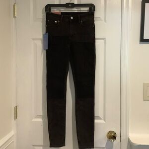 NWT ACNE STUDIOS Blå Konst Climb Black Patchwork Festival Sexy Stretch Jeans 26